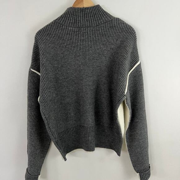 FORE Cream Gray Colorblock Sweater Women Size Medium - Picture 7 of 9